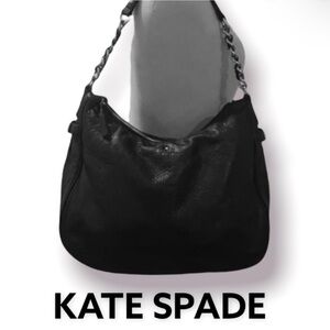 Authentic Kate Spade designer black leather handbag purse